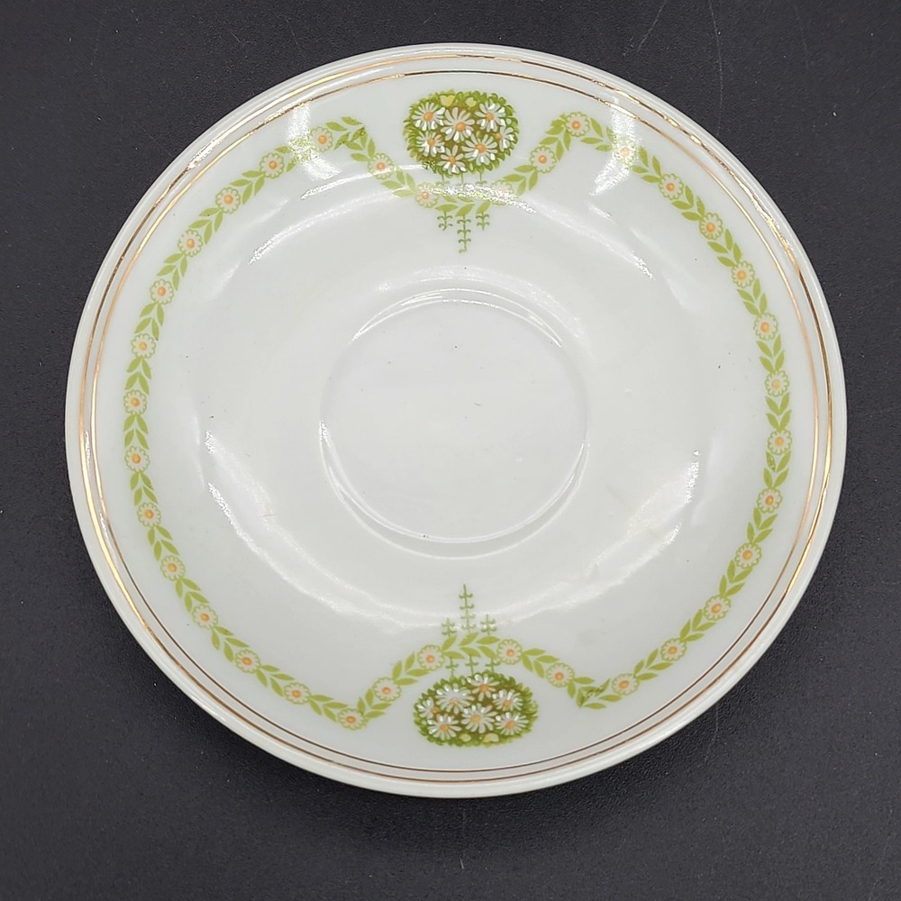 Weimar Germany Saucer 4.5" Green Daisy Garland Vintage Porcelain No Damage